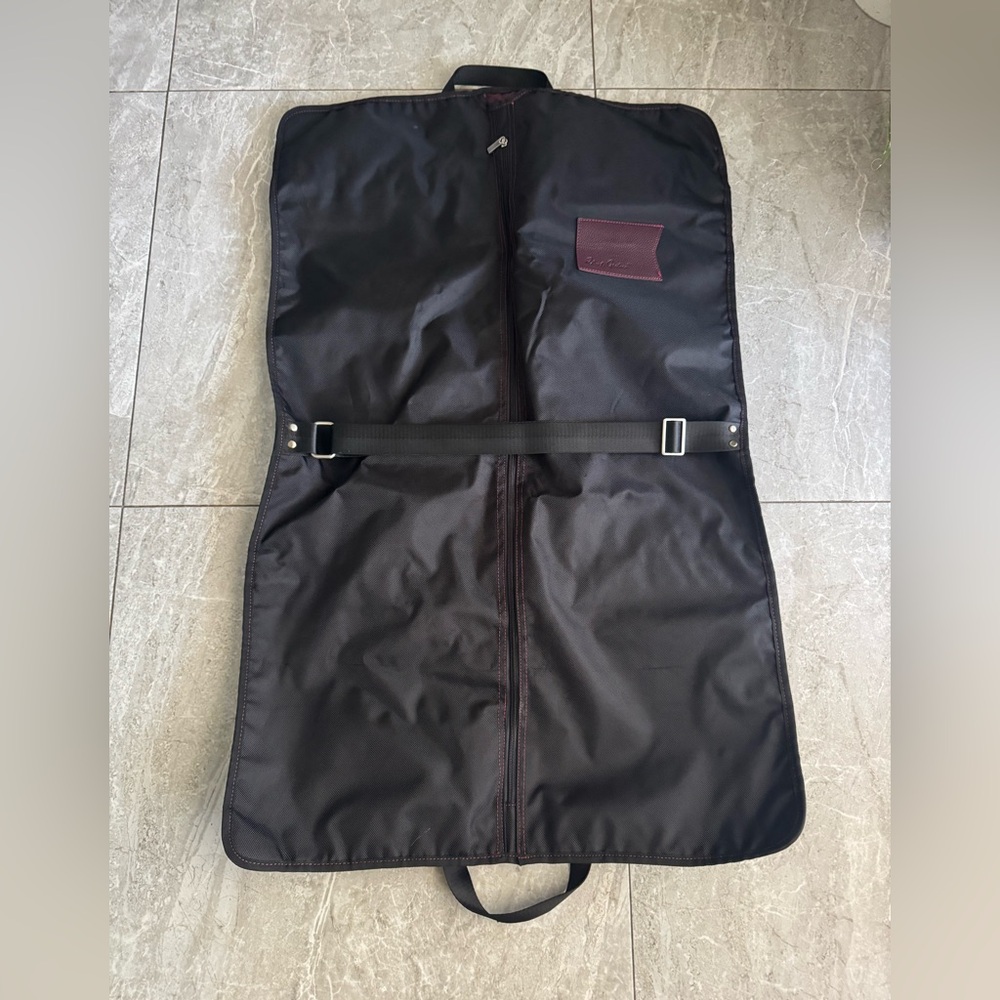Black Garment Bag with Burgundy Accent